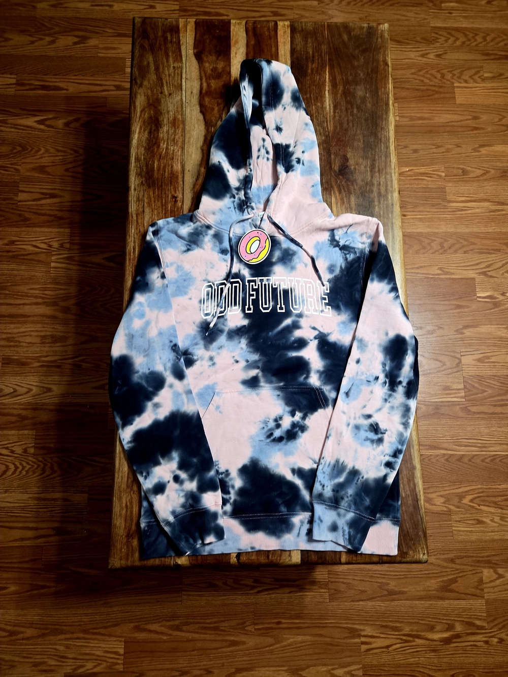 Odd Future Tie-Dye Pullover Hoodie in Pink & Blue Marble Wash.